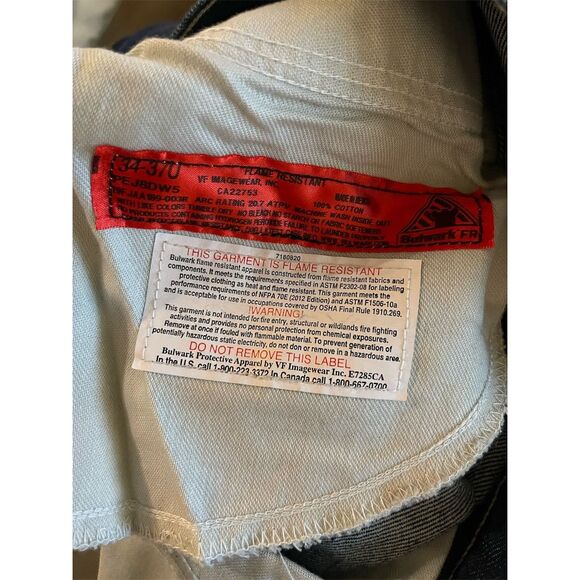 Bulwark Men's Flame-Resistant Heavyweight Denim Work Jeans Blue Size 34 NWT - Picture 6 of 6